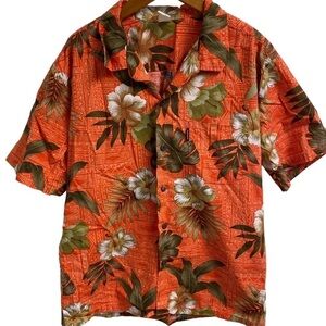 Palmwave Hawaii 100% Cotton Mens Short Sleeve Button Down Shirt Vacation Casual‎